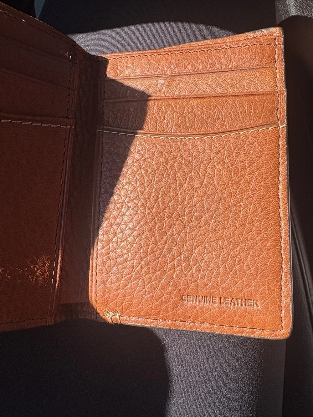 Tan Pebbled Leather Small Wallet